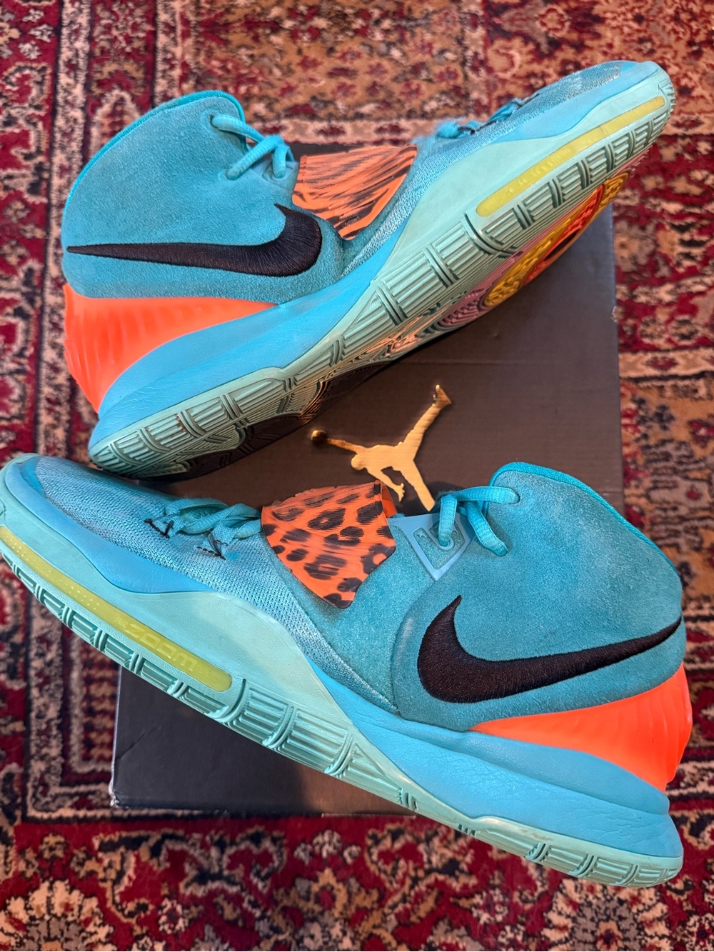 Nike Kyrie 6 Oracle Aqua - Men's Basketball Sneakers with Black Swoosh